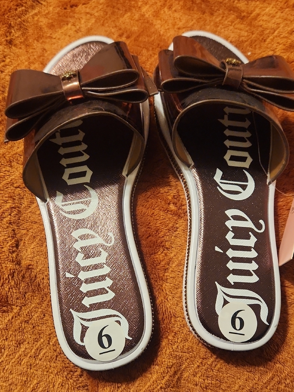 Juicy Couture Brown Bow Slide Sandals - Women's